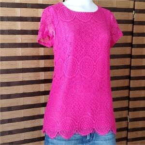 Laundry by Shelli Segal “Barbie” pink lace top size L